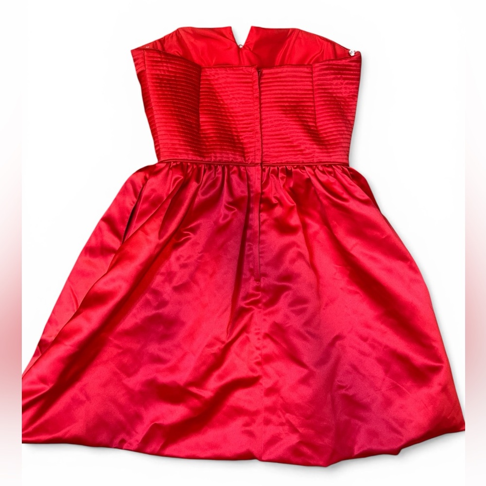 Sherri Hill Strapless Taffeta Red Prom Dress with Bow Detail Size 4 - Picture 3 of 4